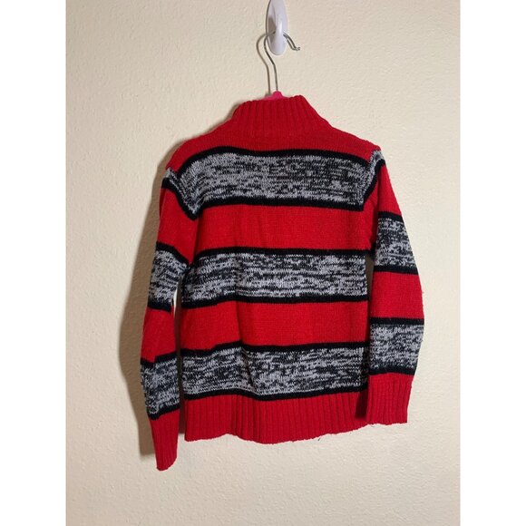 Sezzit Knit Sweater Quarter Zip Preppy Casual Y2K Retro Gray Red Boys Size 4 - Picture 2 of 3